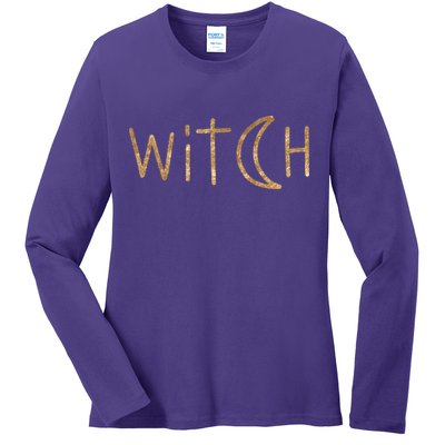 Witch Moon October Halloween Ladies Long Sleeve Shirt