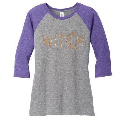 Witch Moon October Halloween Women's Tri-Blend 3/4-Sleeve Raglan Shirt