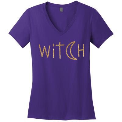 Witch Moon October Halloween Women's V-Neck T-Shirt