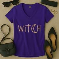 Witch Moon October Halloween Women's V-Neck T-Shirt