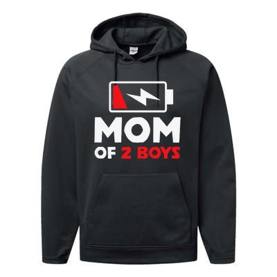 Womens Mom Of Two Mother Of Two Mom Of 2 Twin Mother Performance Fleece Hoodie