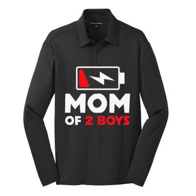 Womens Mom Of Two Mother Of Two Mom Of 2 Twin Mother Silk Touch Performance Long Sleeve Polo