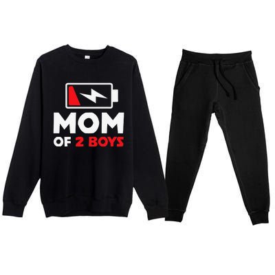 Womens Mom Of Two Mother Of Two Mom Of 2 Twin Mother Premium Crewneck Sweatsuit Set