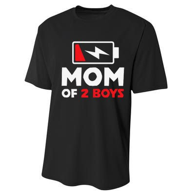 Womens Mom Of Two Mother Of Two Mom Of 2 Twin Mother Performance Sprint T-Shirt