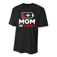 Womens Mom Of Two Mother Of Two Mom Of 2 Twin Mother Youth Performance Sprint T-Shirt