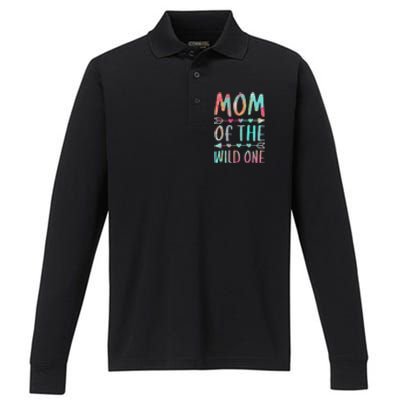 Womens Mom Of The Wild One Mother's Day Performance Long Sleeve Polo