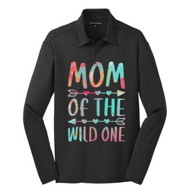 Womens Mom Of The Wild One Mother's Day Silk Touch Performance Long Sleeve Polo