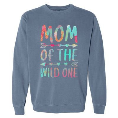 Womens Mom Of The Wild One Mother's Day Garment-Dyed Sweatshirt