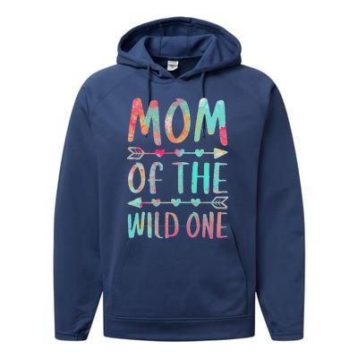 Womens Mom Of The Wild One Mother's Day Performance Fleece Hoodie