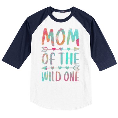 Womens Mom Of The Wild One Mother's Day Baseball Sleeve Shirt