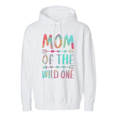 Womens Mom Of The Wild One Mother's Day Garment-Dyed Fleece Hoodie