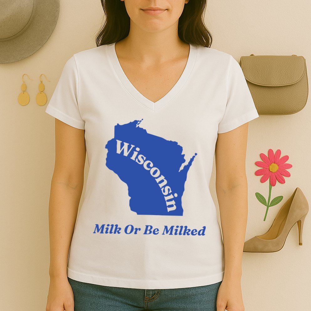 Wisconsin Milk Or Be Milked Women's V-Neck T-Shirt