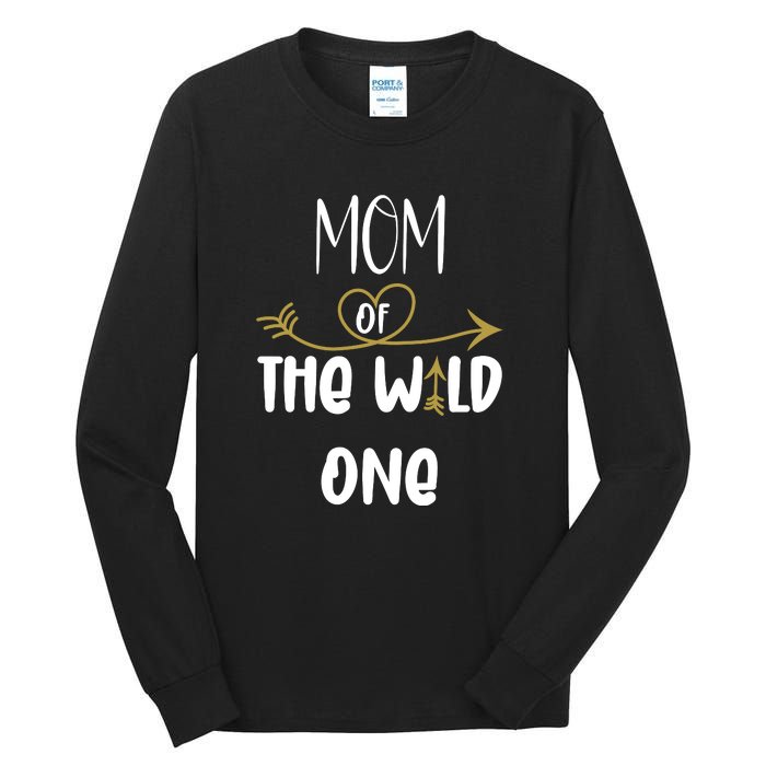 Womens Mom Of The Wild One 1st Birthday First Thing Mommy Tall Long Sleeve T-Shirt