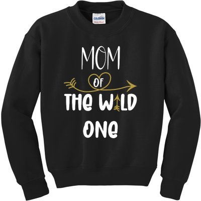 Womens Mom Of The Wild One 1st Birthday First Thing Mommy Kids Sweatshirt