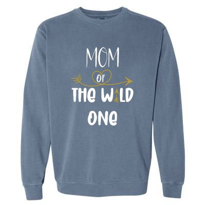 Womens Mom Of The Wild One 1st Birthday First Thing Mommy Garment-Dyed Sweatshirt