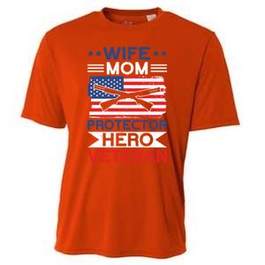 Wife Mom Protector Hero Veteran Proud American Veteran Mom Cute Gift Cooling Performance Crew T-Shirt