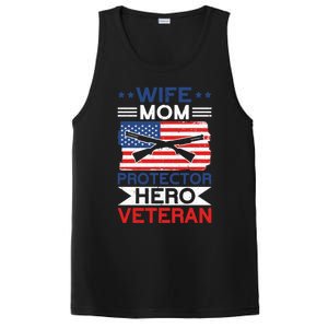 Wife Mom Protector Hero Veteran Proud American Veteran Mom Cute Gift PosiCharge Competitor Tank