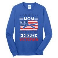 Wife Mom Protector Hero Veteran Proud American Veteran Mom Cute Gift Tall Long Sleeve T-Shirt