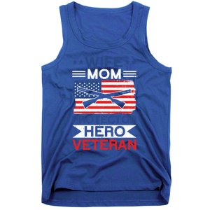 Wife Mom Protector Hero Veteran Proud American Veteran Mom Cute Gift Tank Top