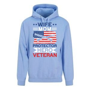 Wife Mom Protector Hero Veteran Proud American Veteran Mom Cute Gift Unisex Surf Hoodie