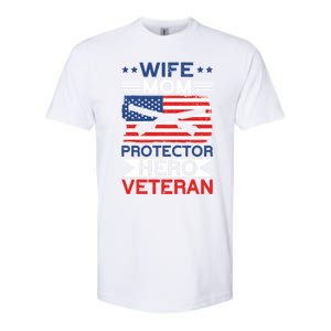 Wife Mom Protector Hero Veteran Proud American Veteran Mom Cute Gift Softstyle CVC T-Shirt