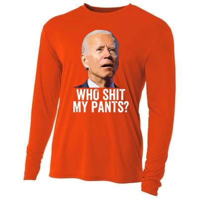 Who My Pants Anti Joe Biden Funny Conservative Cooling Performance Long Sleeve Crew