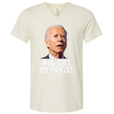 Who My Pants Anti Joe Biden Funny Conservative V-Neck T-Shirt