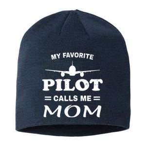 Womens Mom Pilot Shirts Mothers Day My Favorite Pilot Calls Me Mom Sustainable Beanie