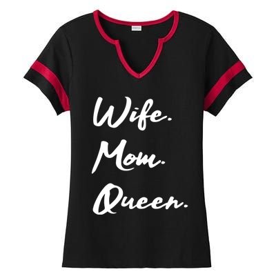 Wife Mom Queen Gift Ladies Halftime Notch Neck Tee