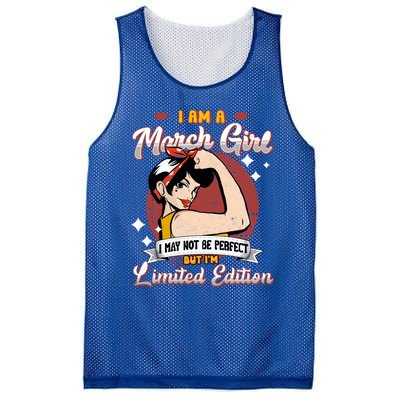 Wo March Queen Birthday Pisces Aries Gift Mesh Reversible Basketball Jersey Tank