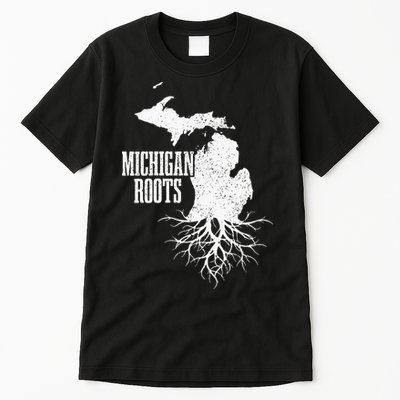 Womens Michigan Roots Vintage Pride State Map Gift Tall T-Shirt