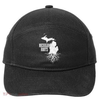 Womens Michigan Roots Vintage Pride State Map Gift 7-Panel Snapback Hat