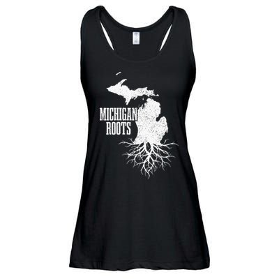 Womens Michigan Roots Vintage Pride State Map Gift Ladies Essential Flowy Tank