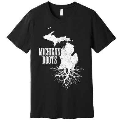 Womens Michigan Roots Vintage Pride State Map Gift Premium T-Shirt