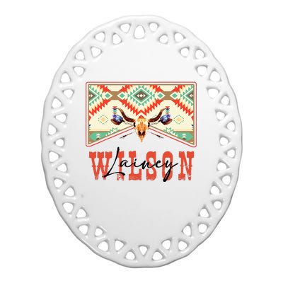 Watermelon Moonshine Retro Country Music Ceramic Oval Ornament