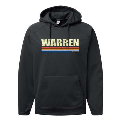 Warren Michigan Retro Style 1980's Logo Performance Fleece Hoodie