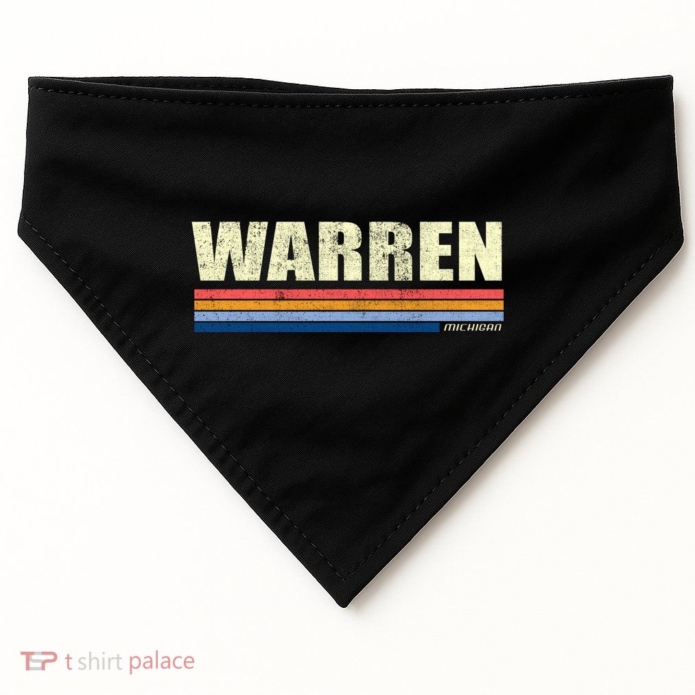 Warren Michigan Retro Style 1980's Logo USA-Made Doggie Bandana