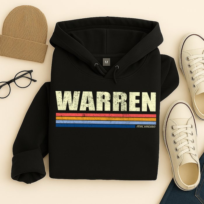 Warren Michigan Retro Style 1980's Logo Hoodie