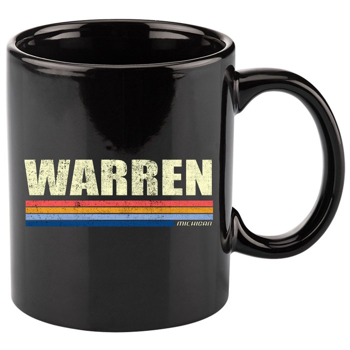 Warren Michigan Retro Style 1980's Logo 11oz C Handle Ceramic Mug