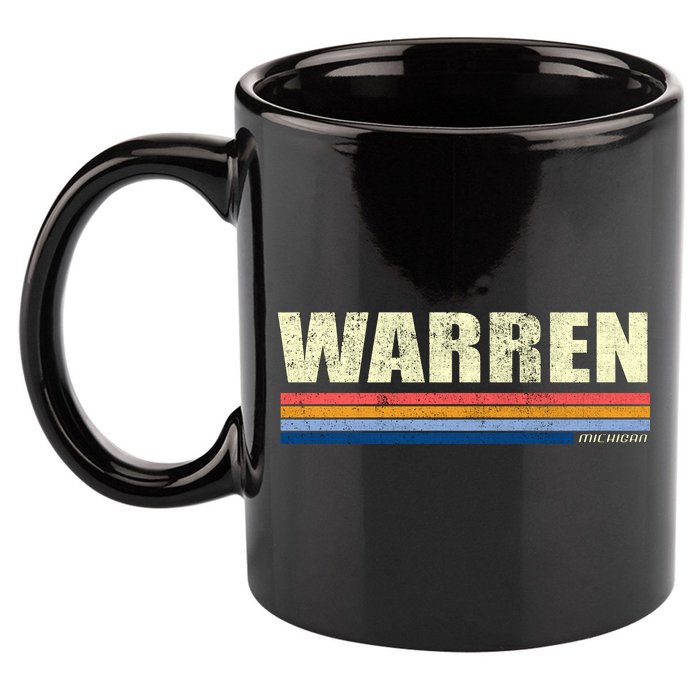 Warren Michigan Retro Style 1980's Logo 11oz C Handle Ceramic Mug