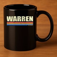 Warren Michigan Retro Style 1980's Logo 11oz C Handle Ceramic Mug