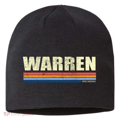 Warren Michigan Retro Style 1980's Logo Sustainable Beanie