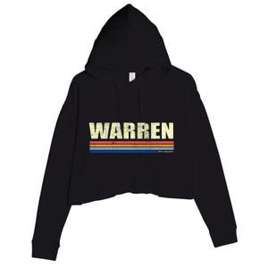 Warren Michigan Retro Style 1980's Logo Crop Fleece Hoodie