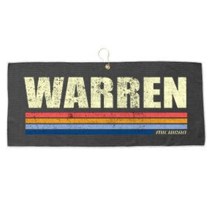 Warren Michigan Retro Style 1980's Logo Large Microfiber Waffle Golf Towel