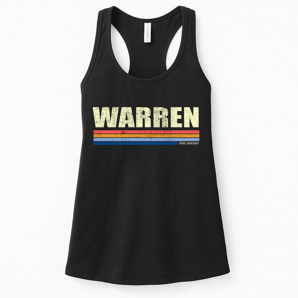 Warren Michigan Retro Style 1980's Logo Womens Tank Top