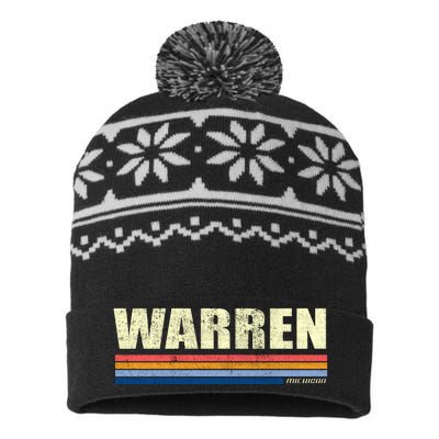 Warren Michigan Retro Style 1980's Logo USA-Made Snowflake Beanie