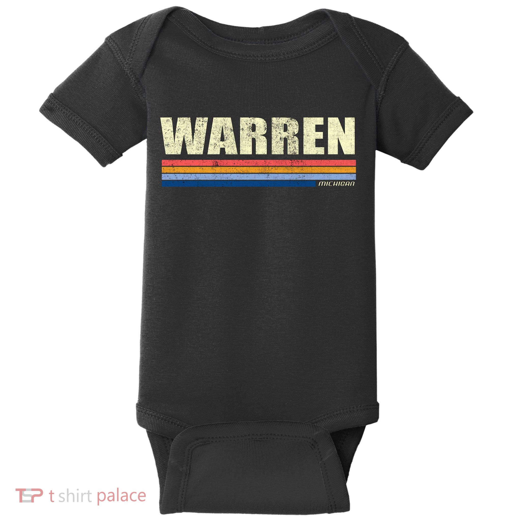 Warren Michigan Retro Style 1980's Logo Baby Bodysuit