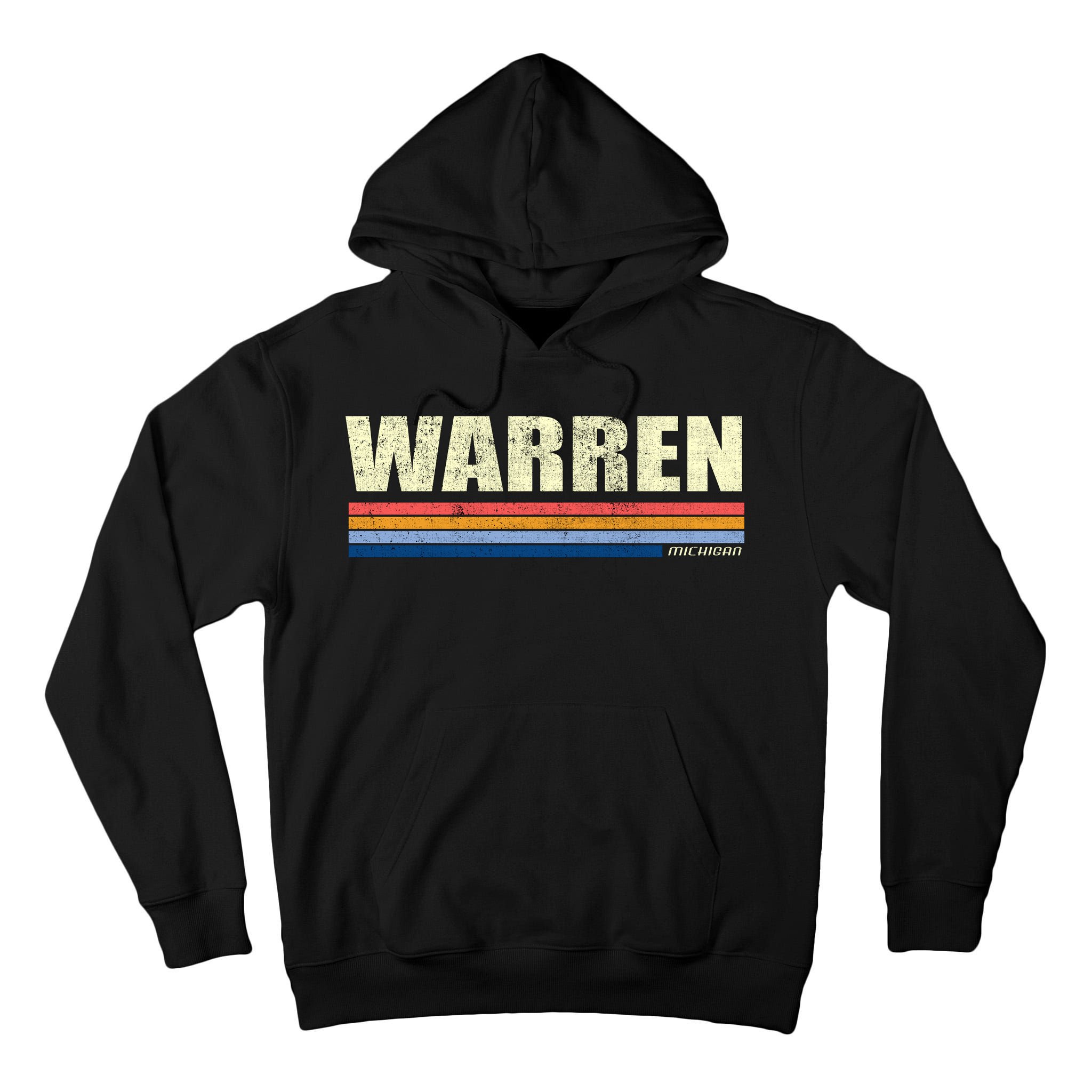 Warren Michigan Retro Style 1980's Logo Tall Hoodie