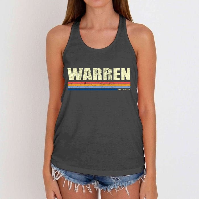 Warren Michigan Retro Style 1980's Logo Women's Knotted Racerback Tank