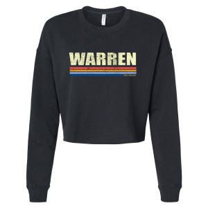 Warren Michigan Retro Style 1980's Logo Cropped Pullover Crew